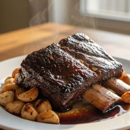 1. Balsamic Beef Short Ribs with Garlic Confit