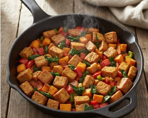 1. Smoky Tempeh Breakfast Hash with Crispy Edges