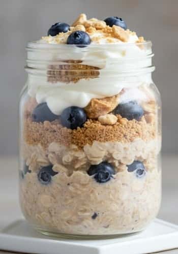 10. Blueberry Cheesecake Protein Overnight Oats