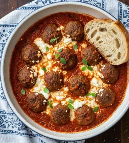 10. Greek Lamb Meatballs in Tomato-Feta Sauce