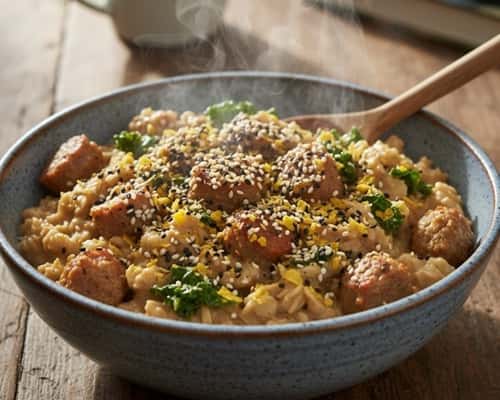 10. Savory Oatmeal with Sausage and Greens