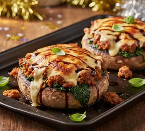 10. Stuffed Portobello Mushrooms with Sausage, Spinach, and Fontina