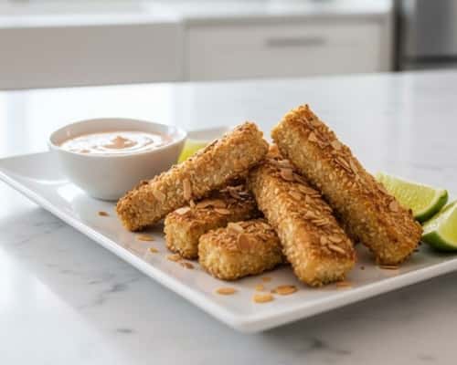 11. Almond-Crusted Tofu Sticks with Sriracha Mayo