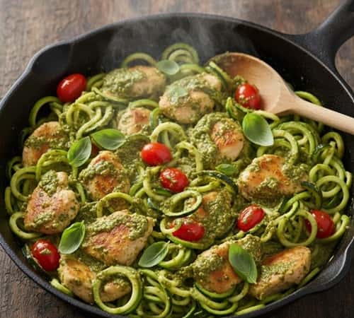 11. One-Pot Creamy Pesto Chicken with Zoodles