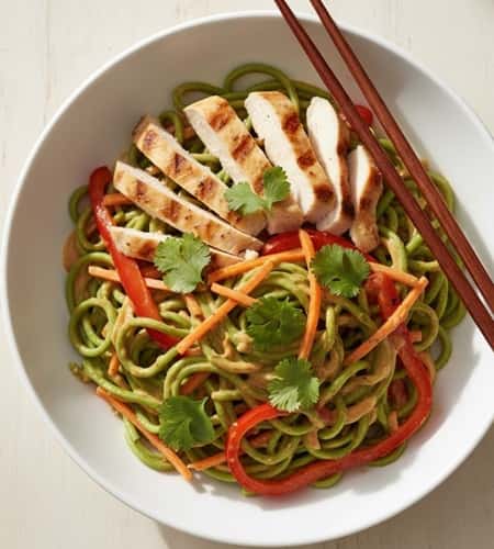 11. Thai Peanut Chicken with Edamame Noodles