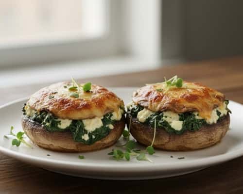 12. Cottage Cheese and Spinach Stuffed Portobellos