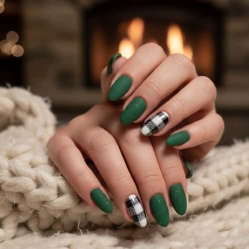 12. Cozy Blanket-Plaid Green Nails