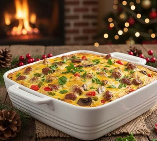 12. Sausage and Veggie Christmas Breakfast Casserole