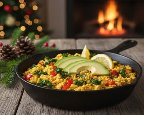 13. Tofu Scramble with Red Peppers and Kale (Vegan Option)