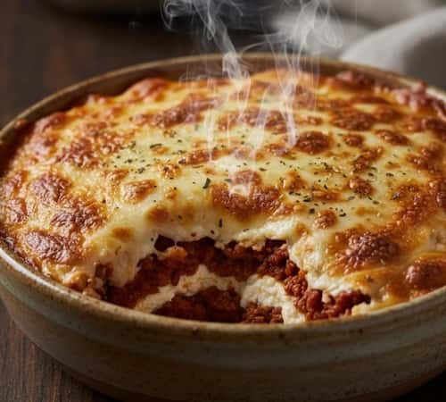 2. Layered Cheesy Italian Protein 'Meatza' Bowls