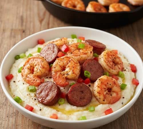 3. Cajun Shrimp and Cauliflower Grits Bowl