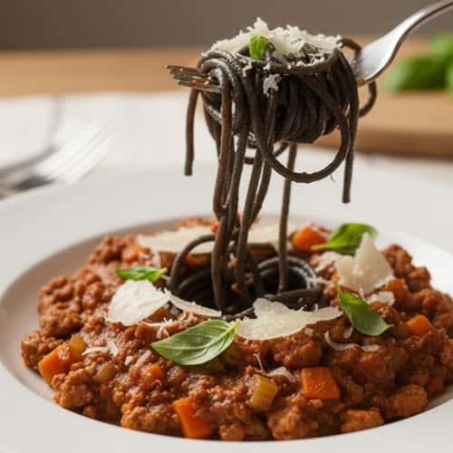 3. Ground Turkey Bolognese with Black Bean Spaghetti