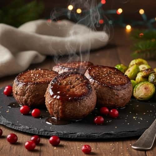 3. Pan-Seared Elk Medallions with Cranberry-Balsamic Reduction