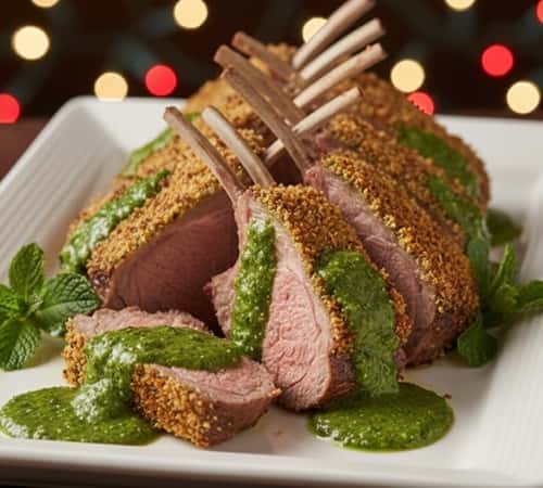 5. Dijon-Crusted Rack of Lamb with Mint Chimichurri
