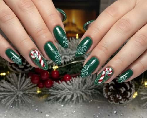 5. Green Swirls + Candy Cane Overlay
