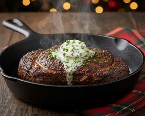 6. Coffee-Rubbed Bison Ribeye with Blue Cheese Butter