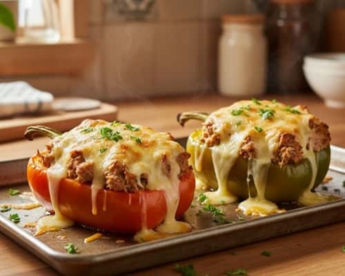 6. Cottage Cheese Tuna Melt Stuffed Peppers