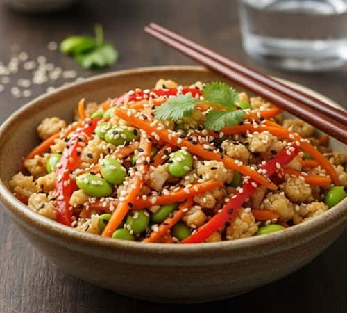 6. Edamame and Veggie Stir-Fried Rice