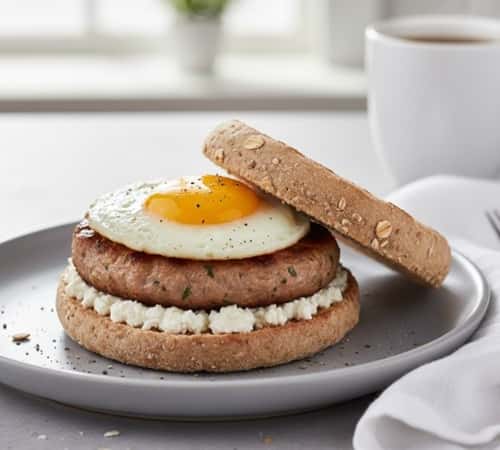 6. Sausage, Egg & Cottage Cheese Muffin Stack
