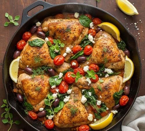 7. One-Pot Greek Chicken with Feta and Olives