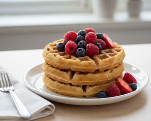 8. Almond Flour Waffles with Berry Topping