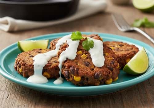 8. Black Bean Breakfast Fritters with Lime Crema