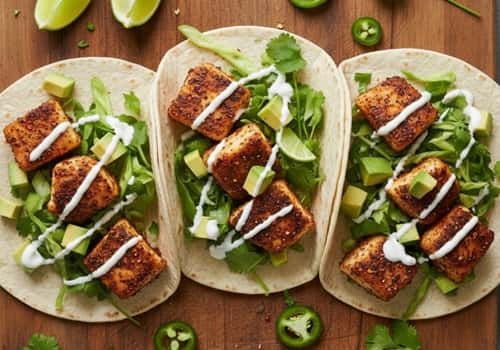 8. Blackened Cod Tacos with Cilantro Lime Slaw