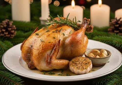 9. Herb-Roasted Cornish Game Hens with Garlic Confit