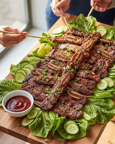 9. Korean-Style Short Rib Lettuce Wraps with Quick-Pickled Cucumbers