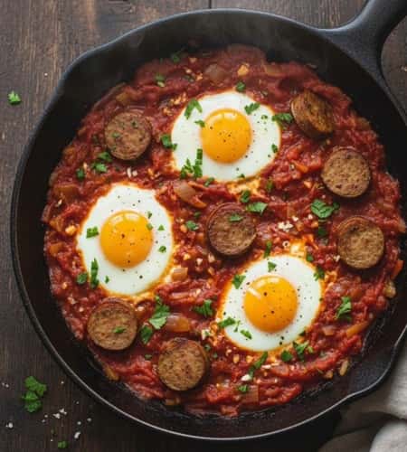 9. One-Pot Egg and Chicken Sausage Shakshuka