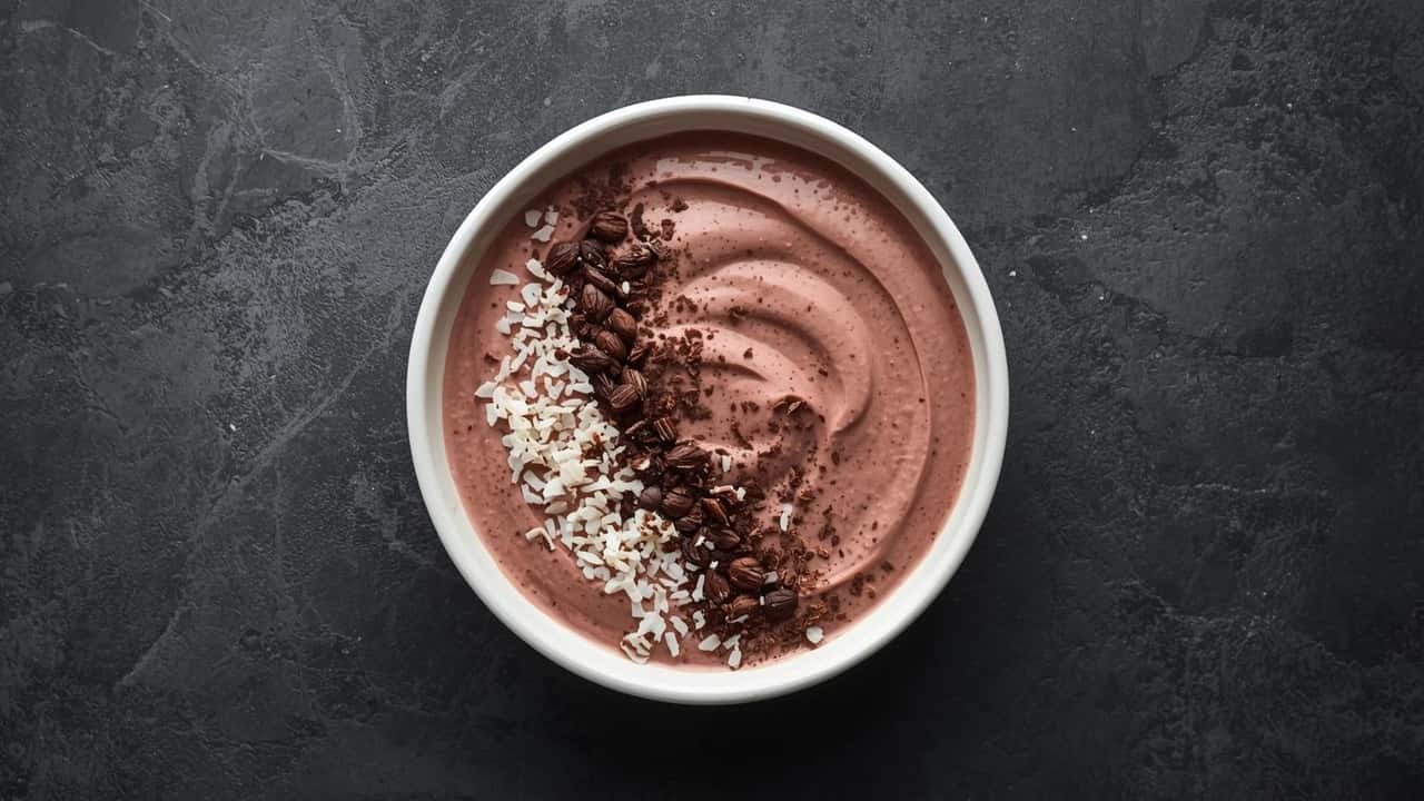 High Protein Chocolate Covered Cherry Smoothie Bowl - featured