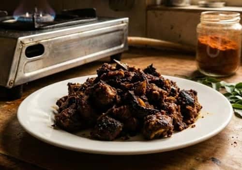 1. Spicy Mutton Fry (Simple Pan Version)