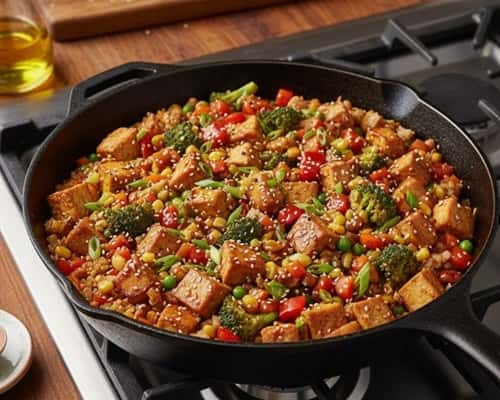 10. Tofu Veggie Fried “Rice” (Low Carb)