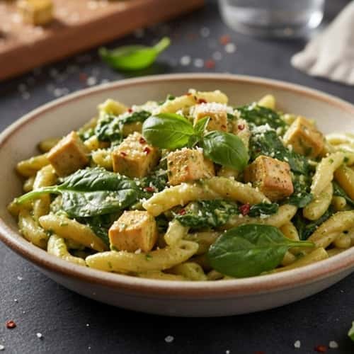 11. Creamy Tofu Spinach Pasta