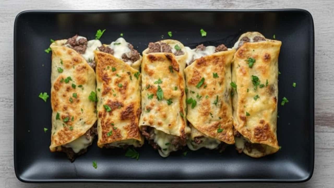 High protein philly cheese steak rolls - featured