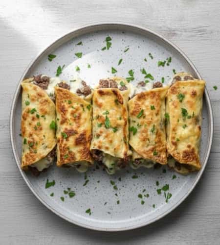 High protein philly cheese steak rolls - served